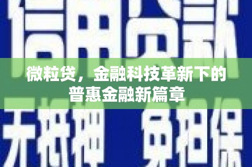 米脂微粒贷，金融科技革新下的普惠金融新篇章